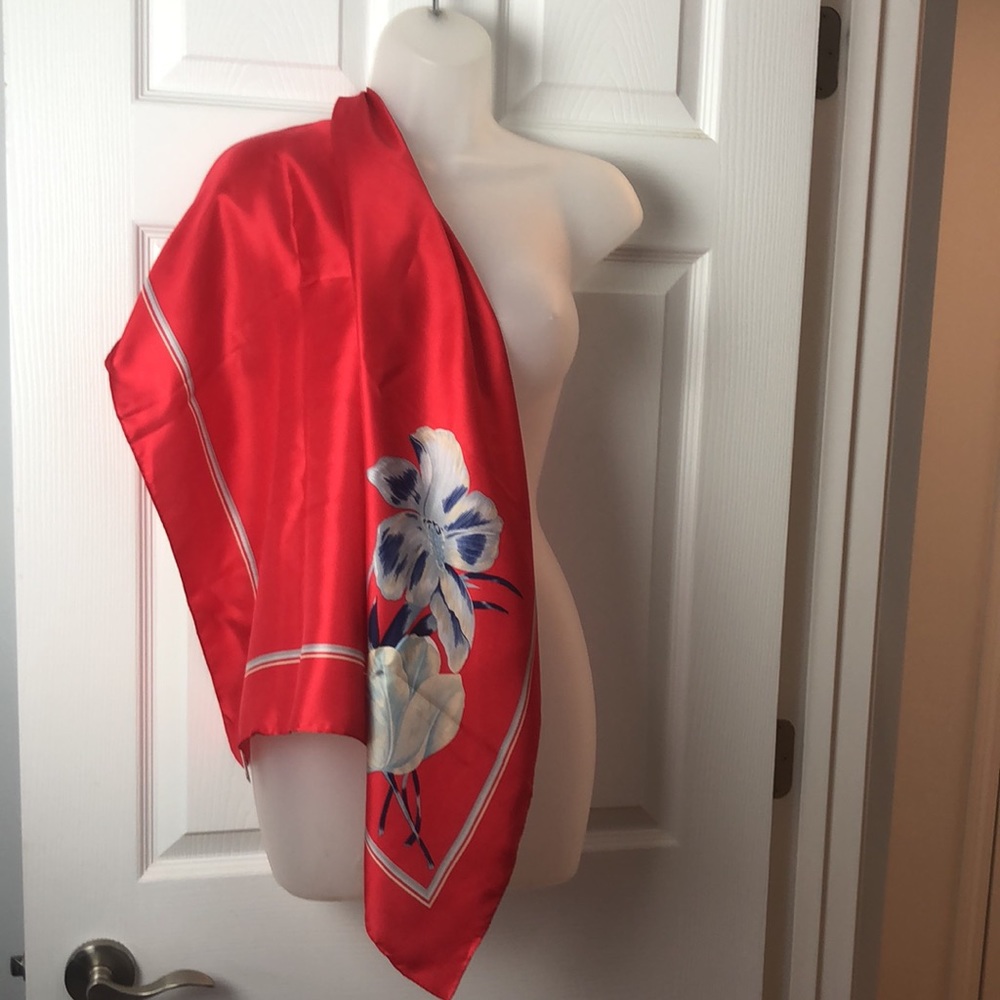 Cacharel In Gorgeous Red Color Silk Shawl VTG